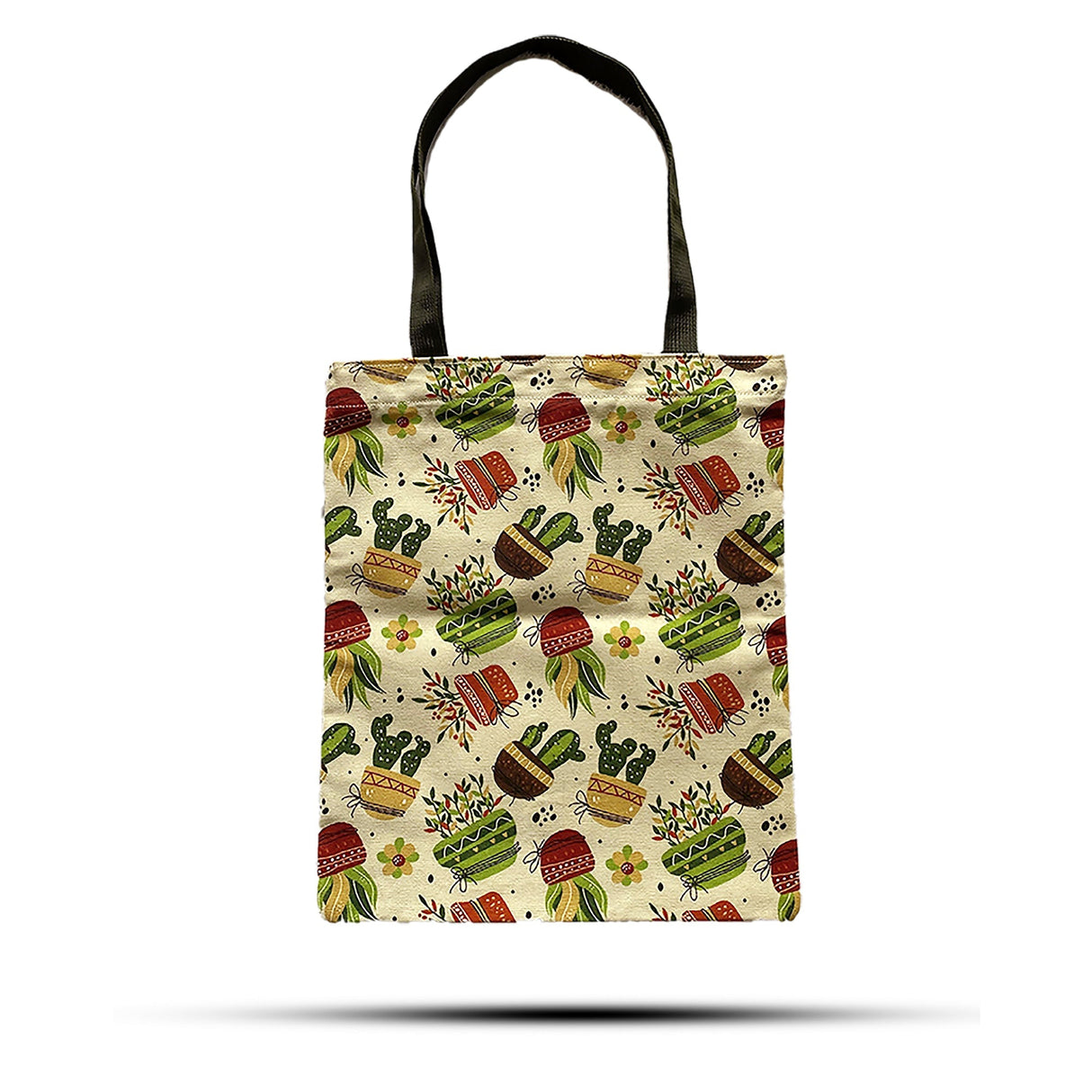 Spacious 40x34cm Cactus Motif Tote Bag with Secure Zipper Closure - Durable, Reusable, and Stylish for Daily Use, Shopping, or Travel - SHAMTAM.COM