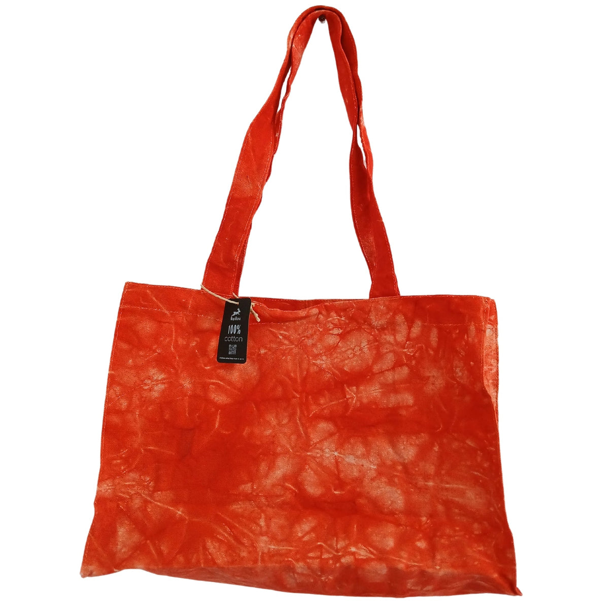 Desert Orange Stonewash Effect Handy Tote Bag with Marbled Tie - Dye Pattern - Lightweight Fabric with Dual Handles - SHAMTAM.COM