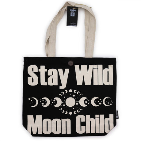 Tote Bag Stay Wild Mood Child Black - Natural 10oz - SHAMTAM.COM