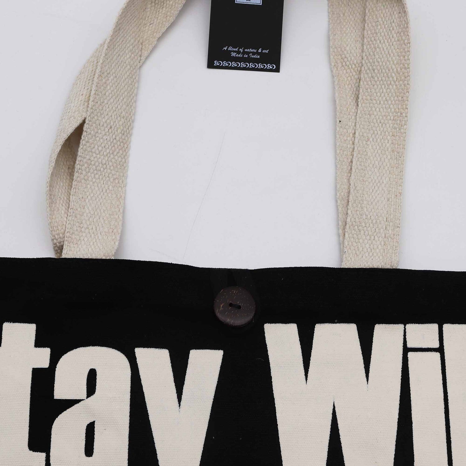 Tote Bag Stay Wild Mood Child Black - Natural 10oz - SHAMTAM.COM