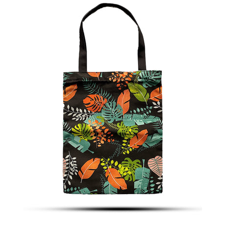 Eco - Friendly Dark Tropical Motif Tote Bag with Zipper Closure - 40x34cm for Shopping, Travel & Daily Use - SHAMTAM.COM