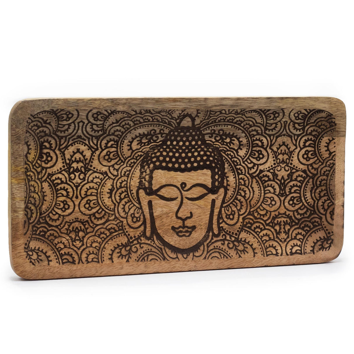 Long Tray 30x15x2.5cm - Buddha Face Black Engraved - SHAMTAM.COM