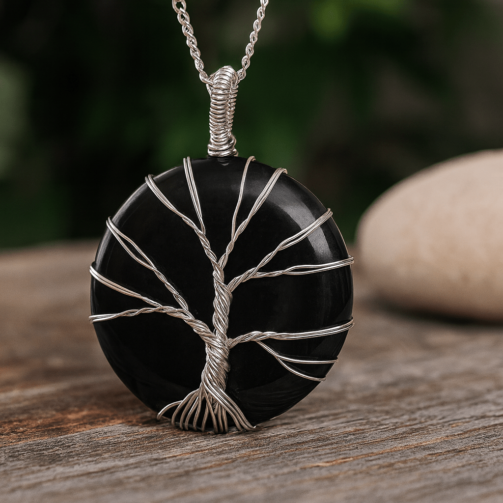 Tree of Life Black Onyx Pendant Necklace - SHAMTAM.COM