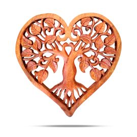 Tree Of Life Wooden Wall Panel Heart - Shaped 40cm - SHAMTAM.COM