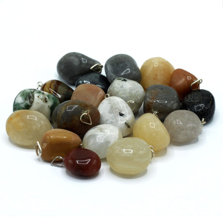 Tumbled Crystal Pendant Silver - Plated Natural - SHAMTAM.COM