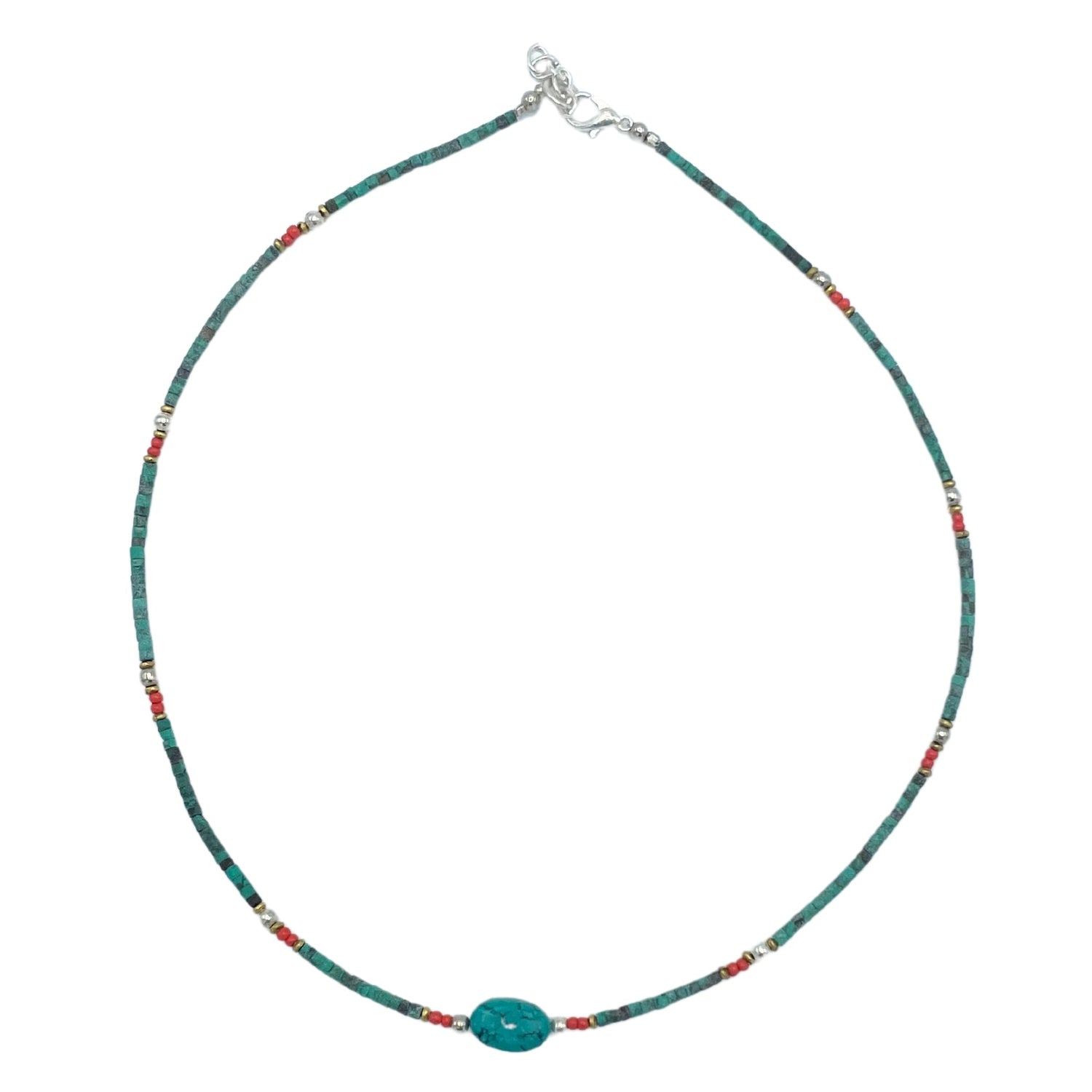 Handcrafted Nepalese Turquoise & Stone Gem Necklace - Elegant Beaded Jewelry with Cultural Flair - SHAMTAM.COM