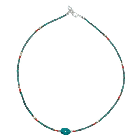 Handcrafted Nepalese Turquoise & Stone Gem Necklace - Elegant Beaded Jewelry with Cultural Flair - SHAMTAM.COM