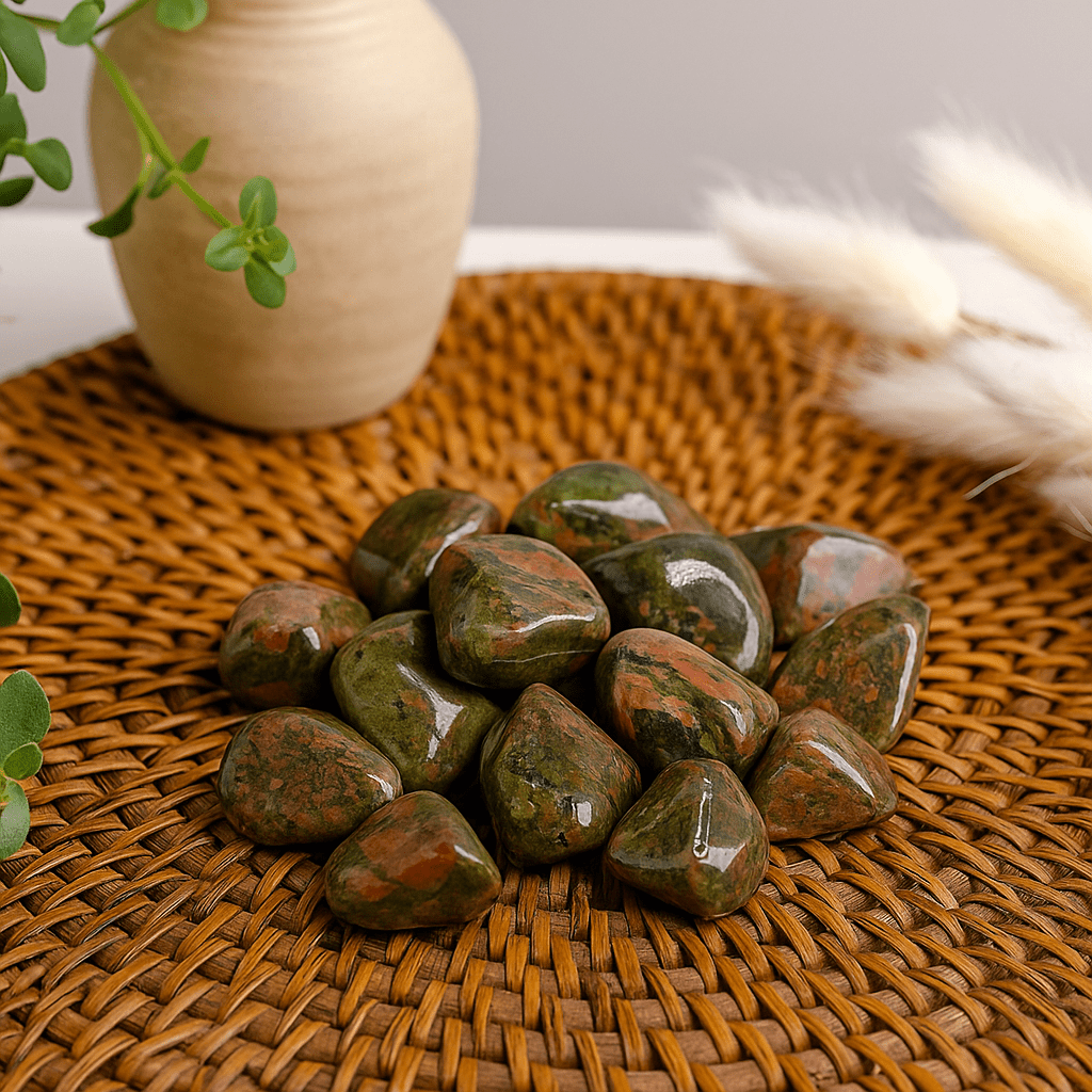 Unakite Tumbled Stones, 24 Pieces - SHAMTAM.COM
