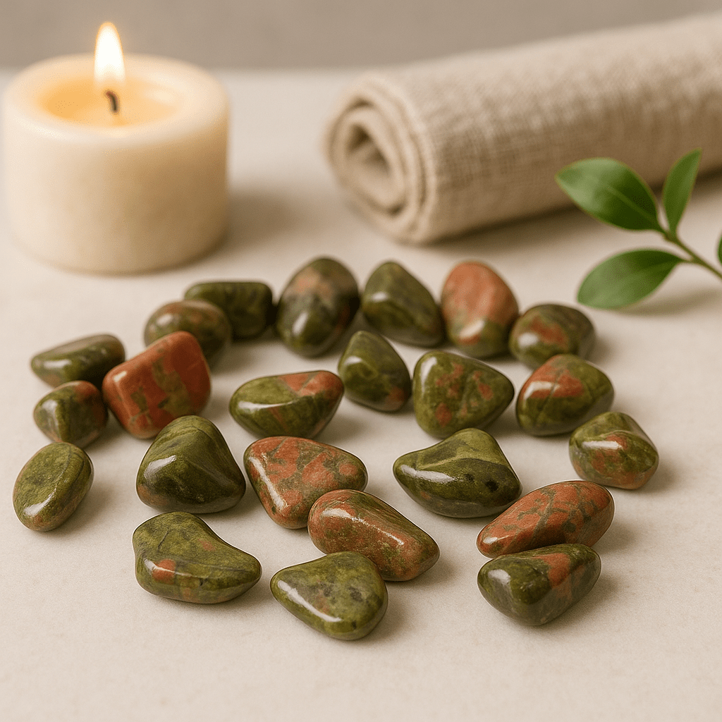 Unakite Tumbled Stones Small African Set of 24 - SHAMTAM.COM