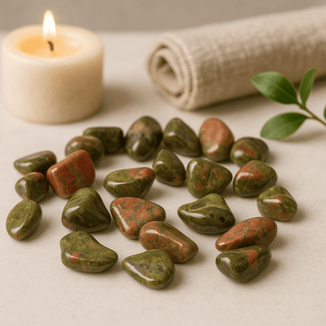 Unakite Tumbled Stones Small African Set of 24 - SHAMTAM.COM