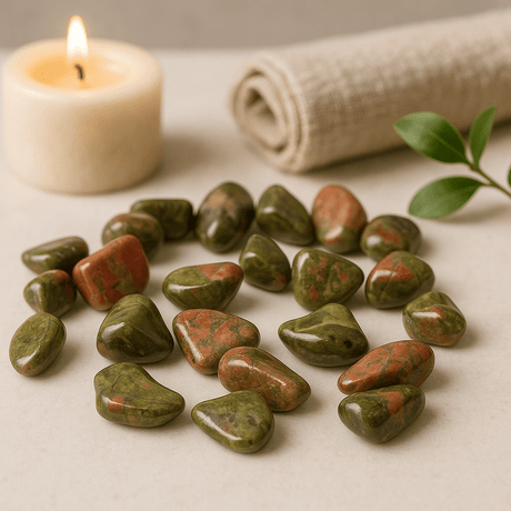 Unakite Tumbled Stones Small African Set of 24 - SHAMTAM.COM