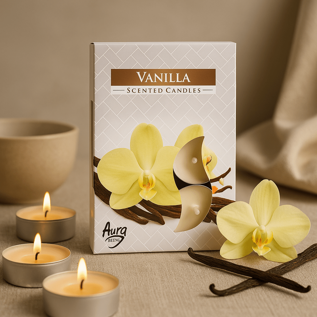 Vanilla Scented Tealight Candles Set of 6 - SHAMTAM.COM