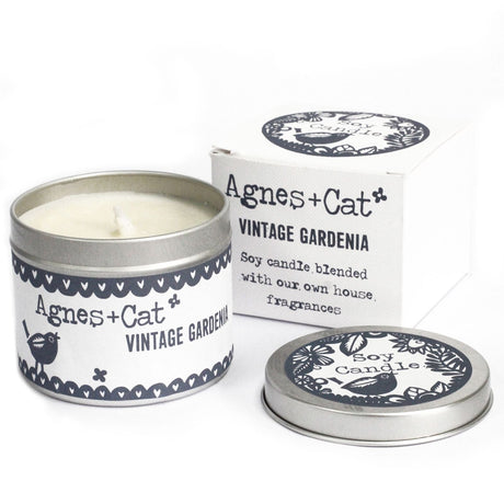 Vintage Gardenia Soy Wax Scented Tin Candle - SHAMTAM.COM