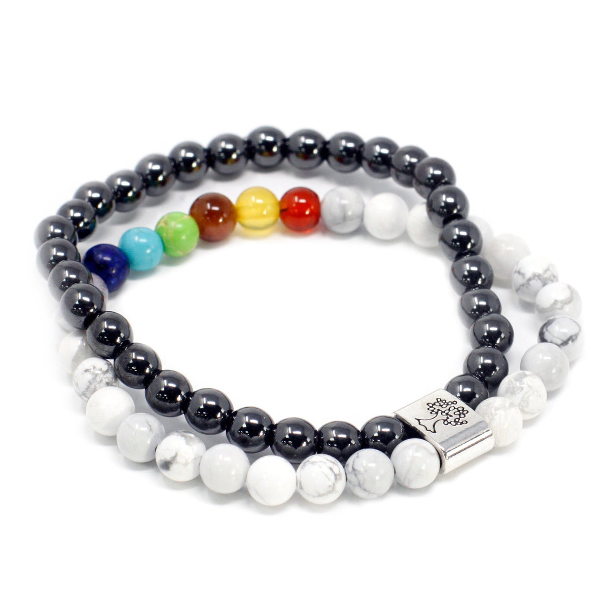 White Howlite Chakra Bracelet - Magnetic Gemstone Crystal - SHAMTAM.COM
