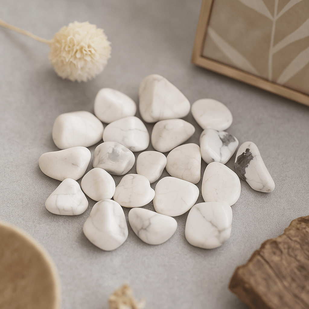 White Howlite Tumbled Stones Magnesite 24 Pieces - SHAMTAM.COM