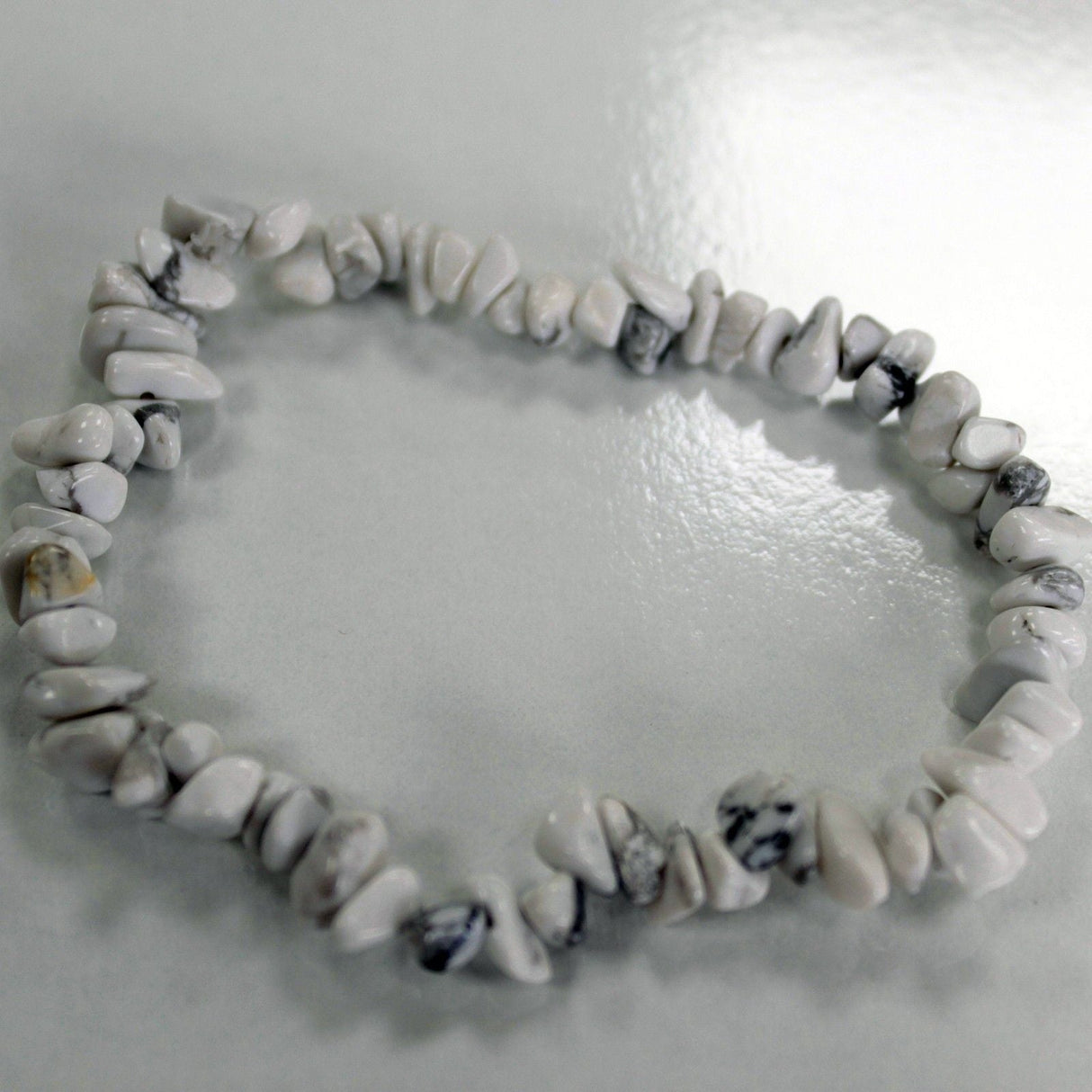 White Jasper Gemstone Chip Bead Stretch Bracelet - SHAMTAM.COM