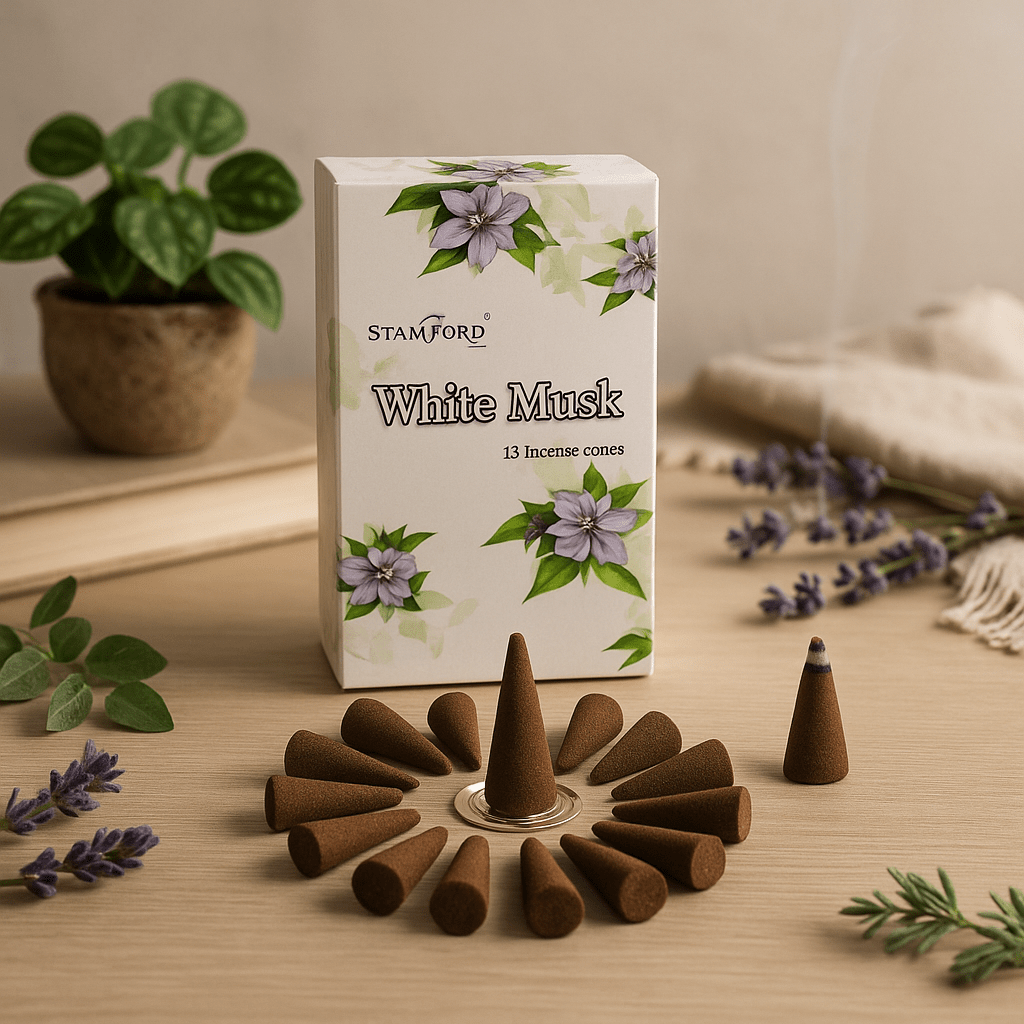 White Musk Incense Cones 15 Count - SHAMTAM.COM