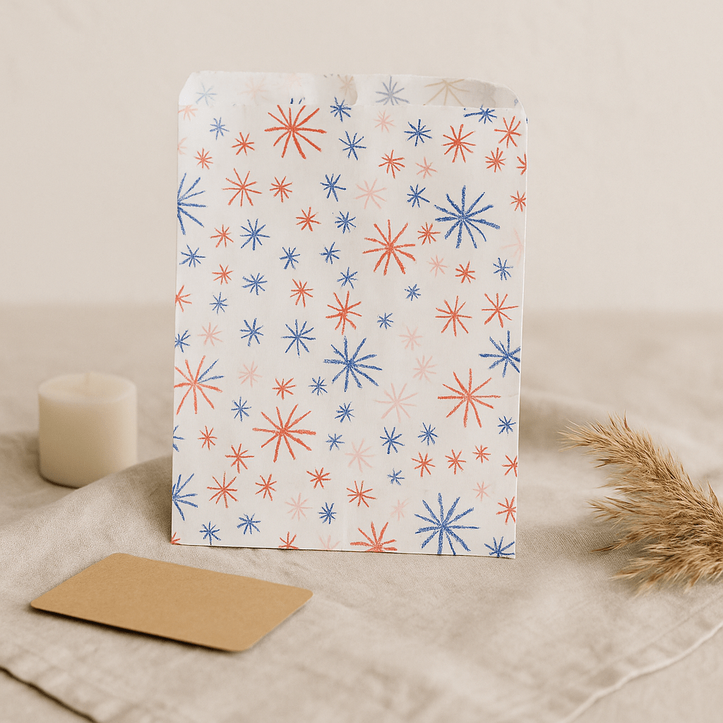 White Paper Bags Starburst 7x9 Inches 1000 Pack - SHAMTAM.COM