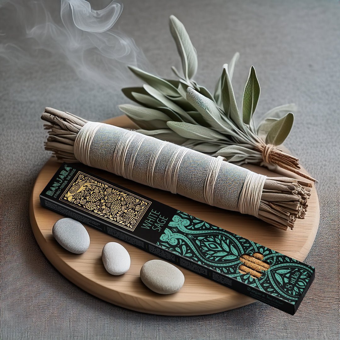 Purifying White Sage Smudge Sticks - Banjara Extra Long Incense for Cleansing & Meditation (8 Pack) - SHAMTAM.COM