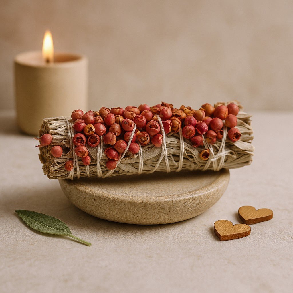 White Sage Smudge Stick with Pirul Seed - SHAMTAM.COM