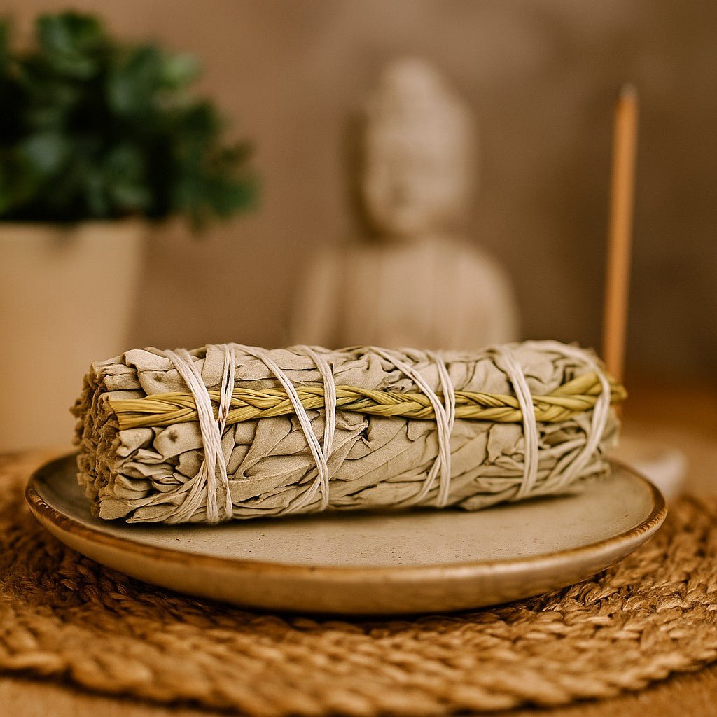 White Sage Smudge Stick With Sweetgrass 10 cm - SHAMTAM.COM