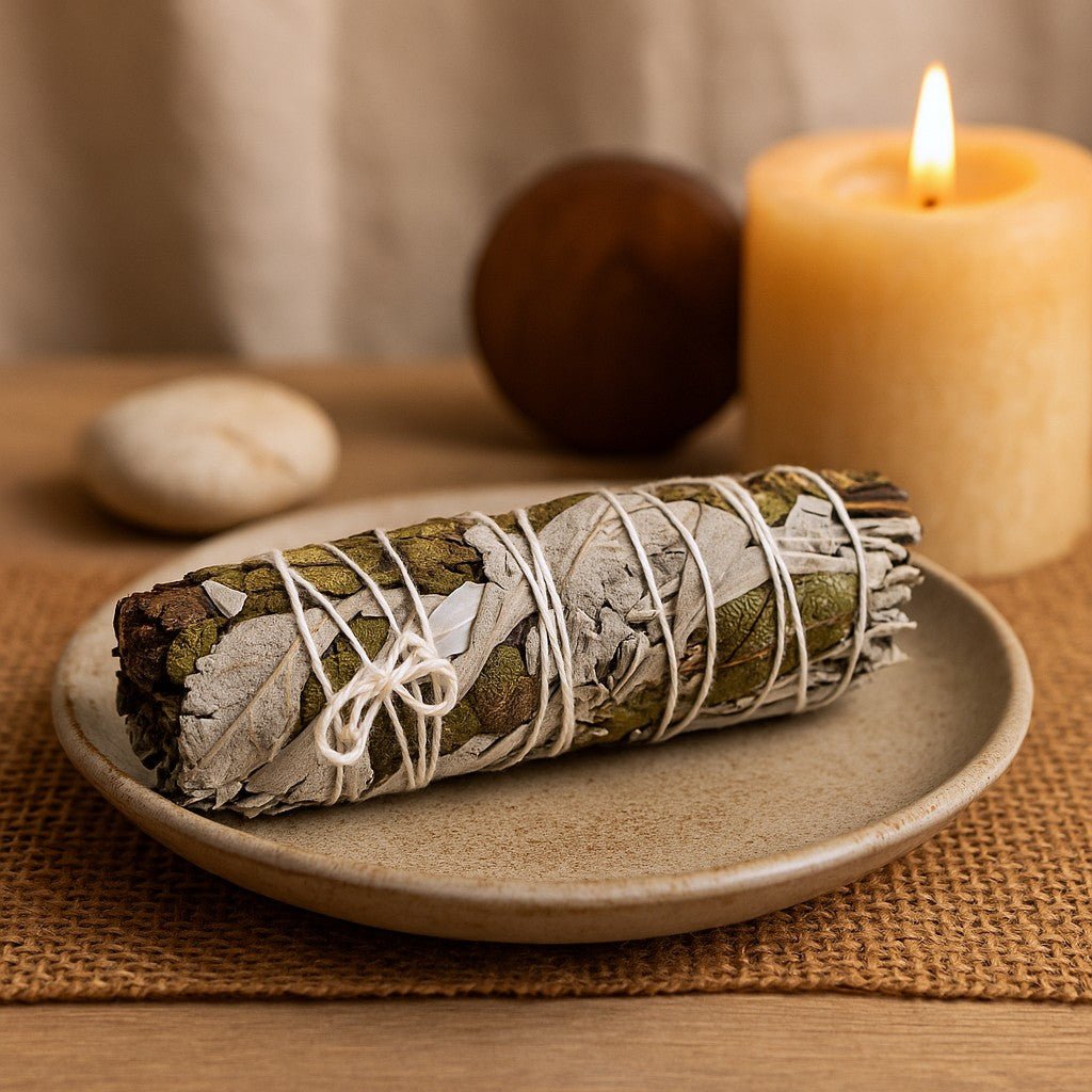 White Sage Smudge Stick With Yerba Santa 10cm - SHAMTAM.COM