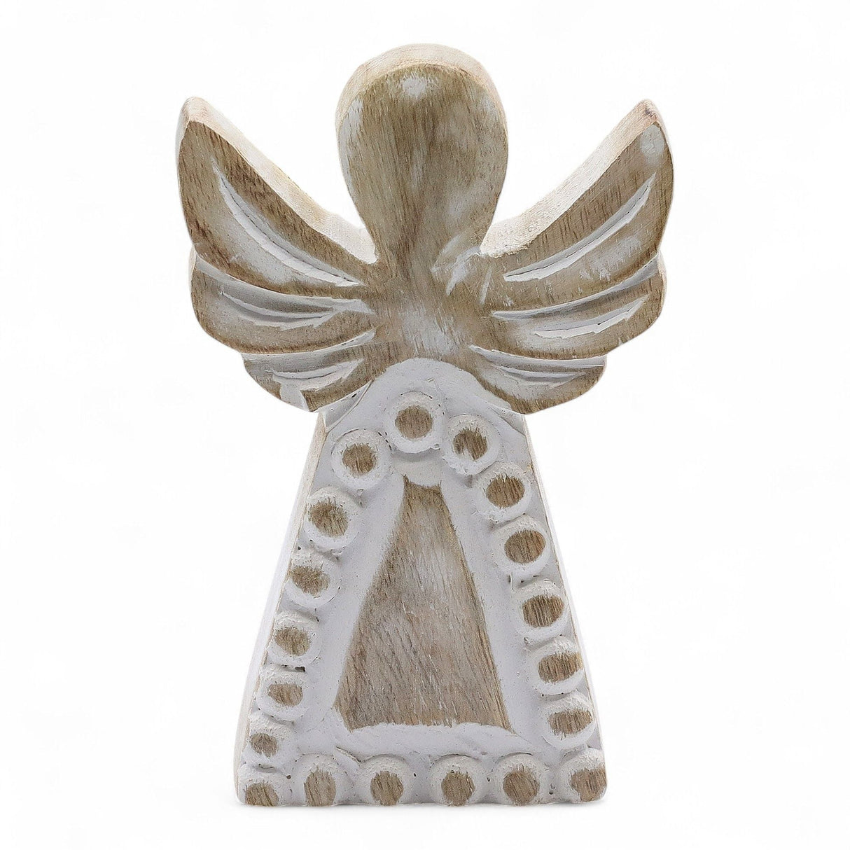 Whitewashed Hand - Carved Mango Wood Angel Figurine - SHAMTAM.COM