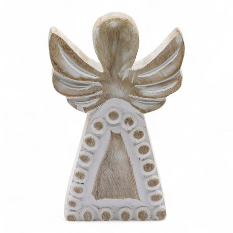 Whitewashed Hand - Carved Mango Wood Angel Figurine - SHAMTAM.COM
