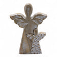Whitewashed Hand - Carved Mango Wood Double Angel Figurine - SHAMTAM.COM