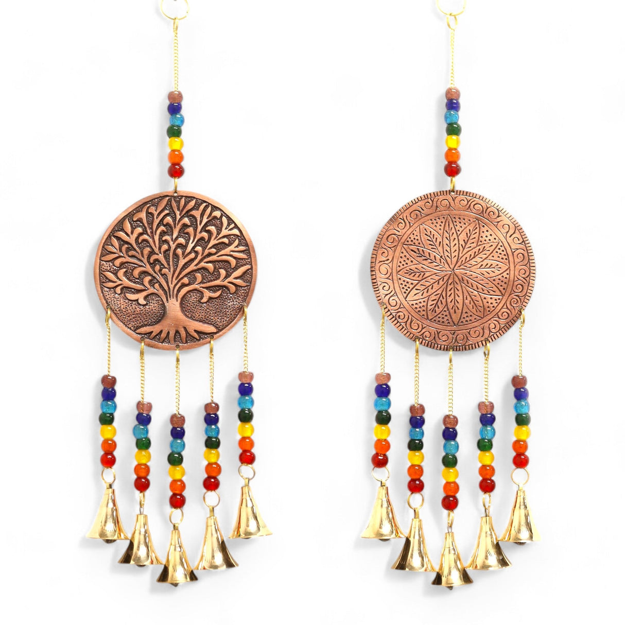 Enchanting Tree of Life Chakra Wind Chime with 5 Brass Bells - Handcrafted in India for Spiritual Balance and Harmony - SHAMTAM.COM