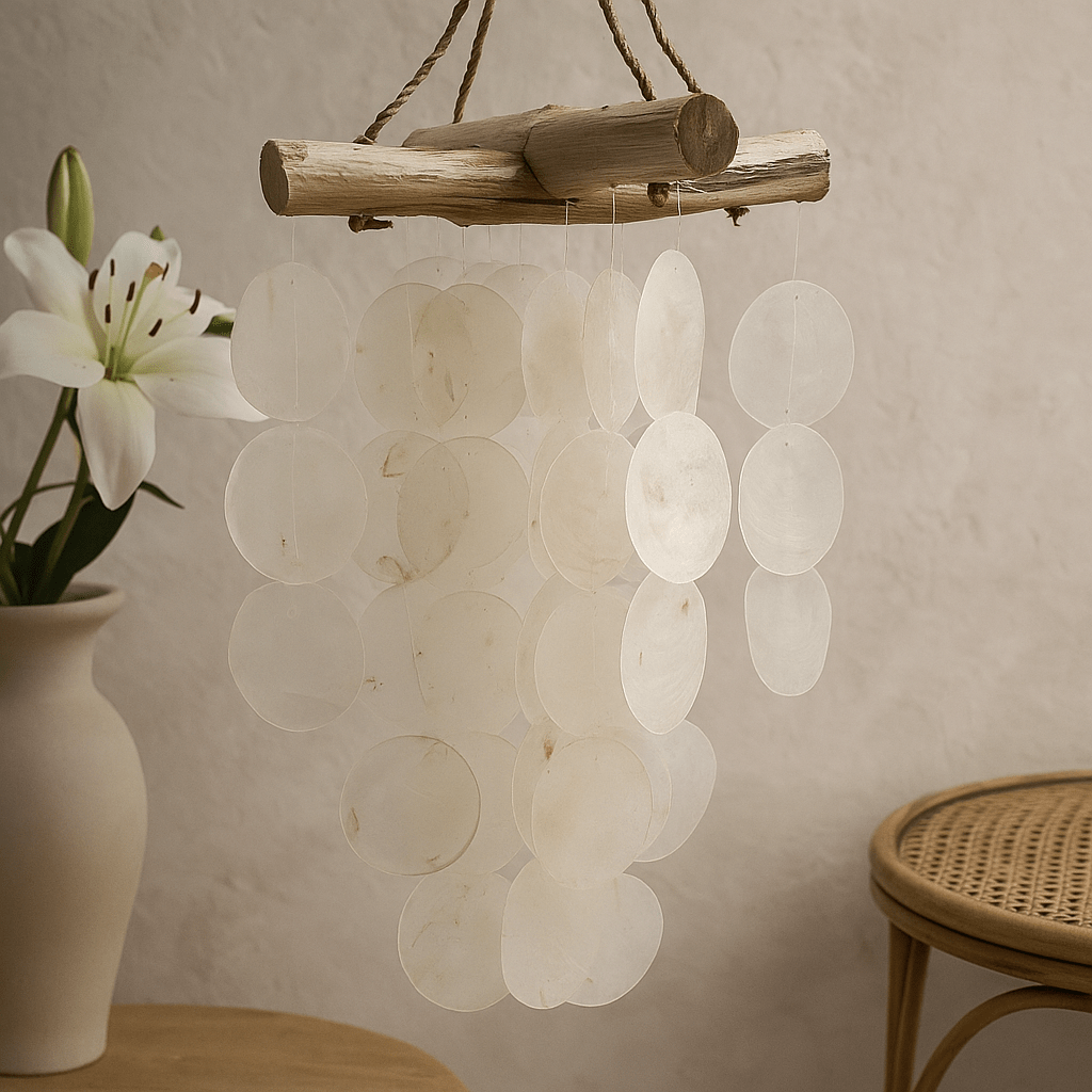 Wind Chimes Pearl Effect Driftwood Cross - SHAMTAM.COM