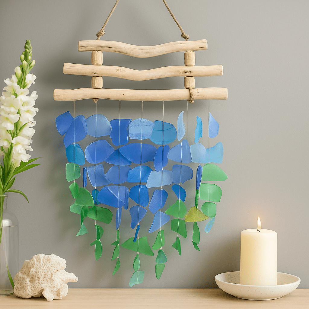 Wind Chimes Three Stick Blue and Green - SHAMTAM.COM