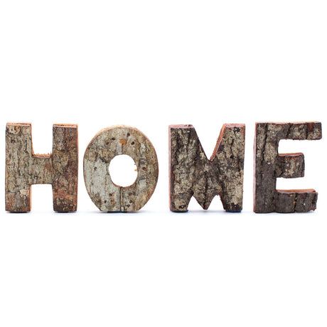 Wood Bark Home Letter Set of 4 7cm - SHAMTAM.COM