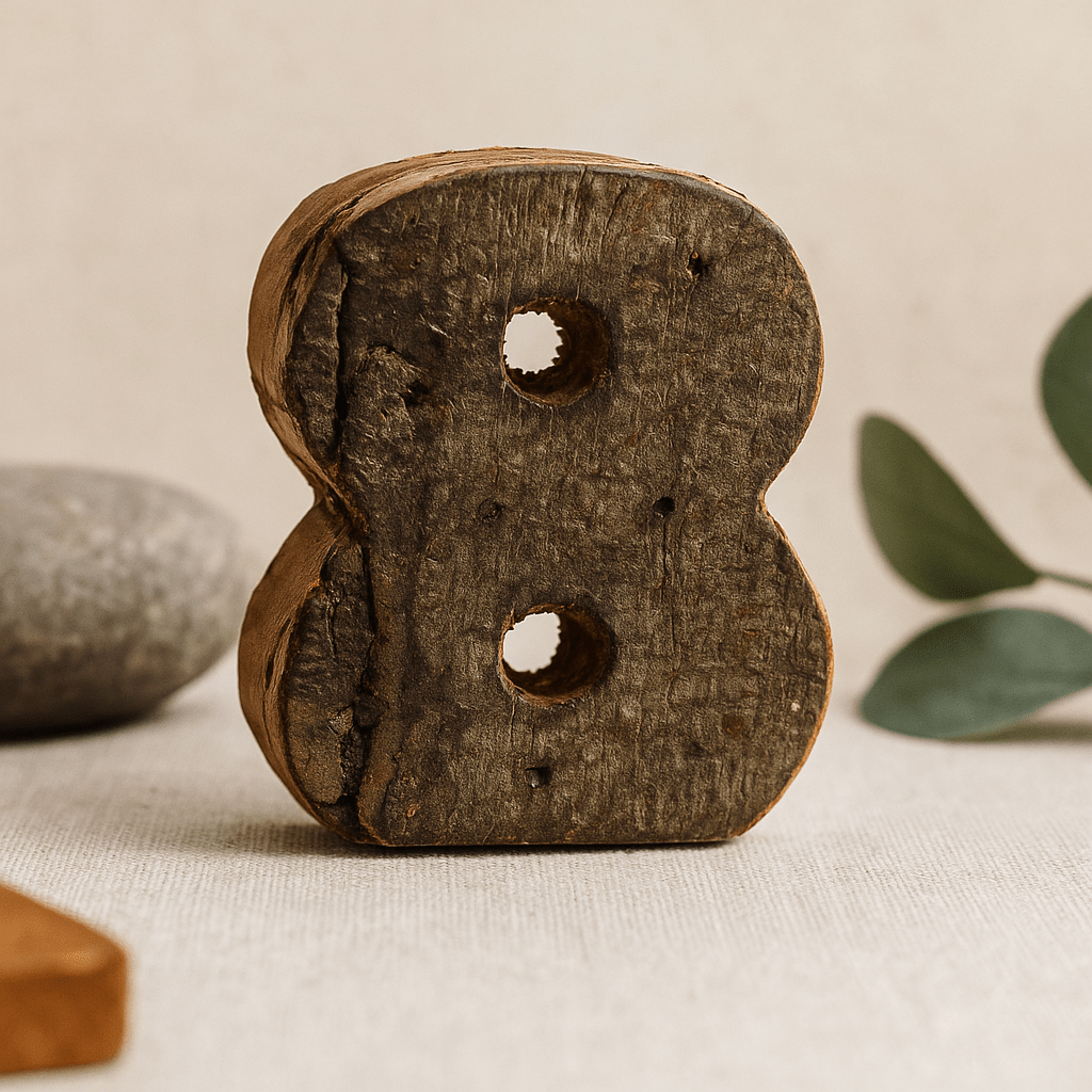 Wood Slice Bark Edge Number 8 7 cm - SHAMTAM.COM