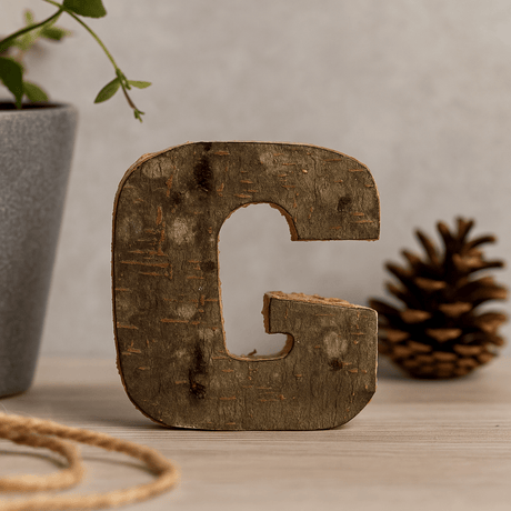 Wooden Bark Letter G, 7 cm - SHAMTAM.COM