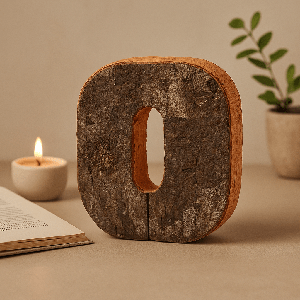 Wooden Bark Number 0, 7 cm - SHAMTAM.COM