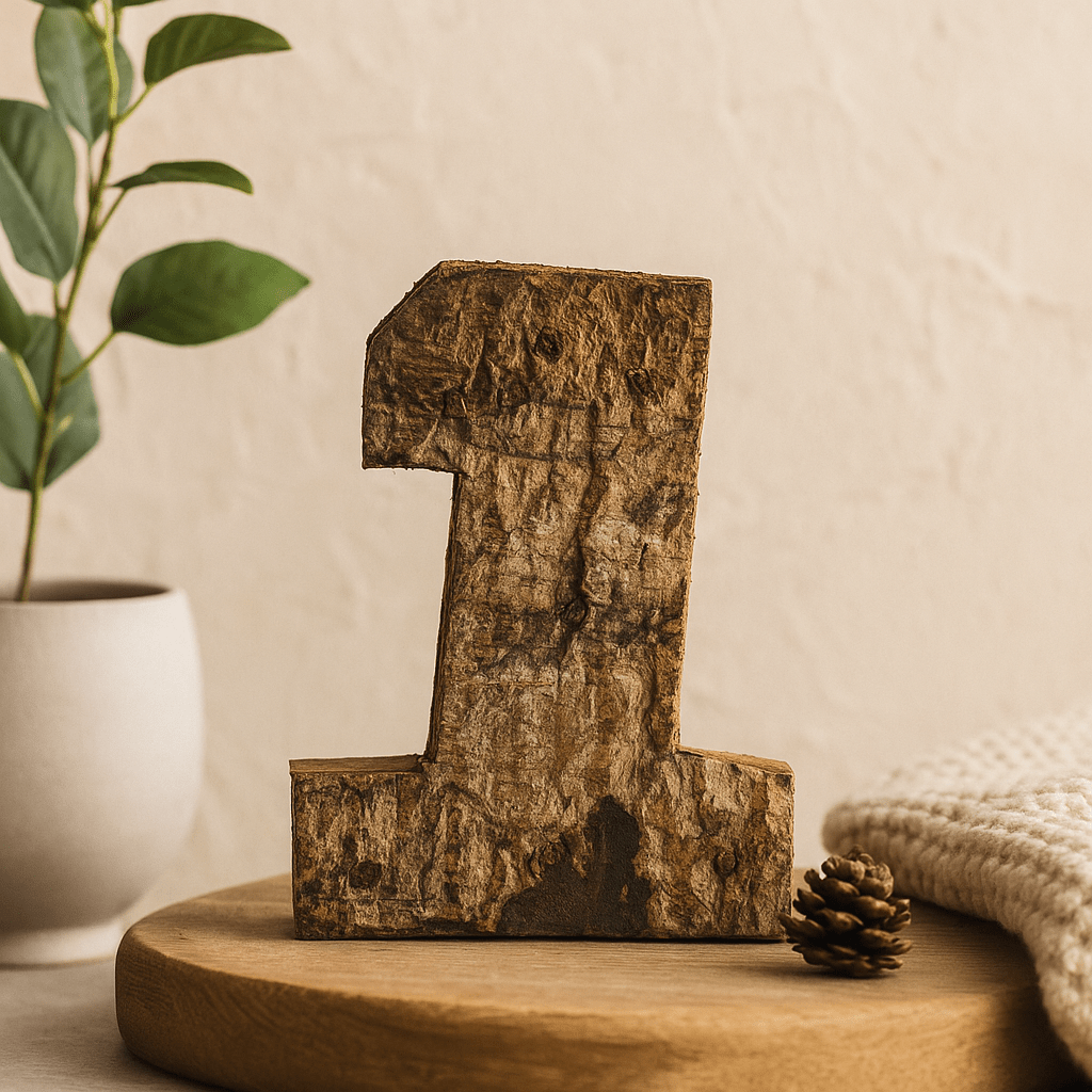 Wooden Bark Number 1, 7 cm - SHAMTAM.COM