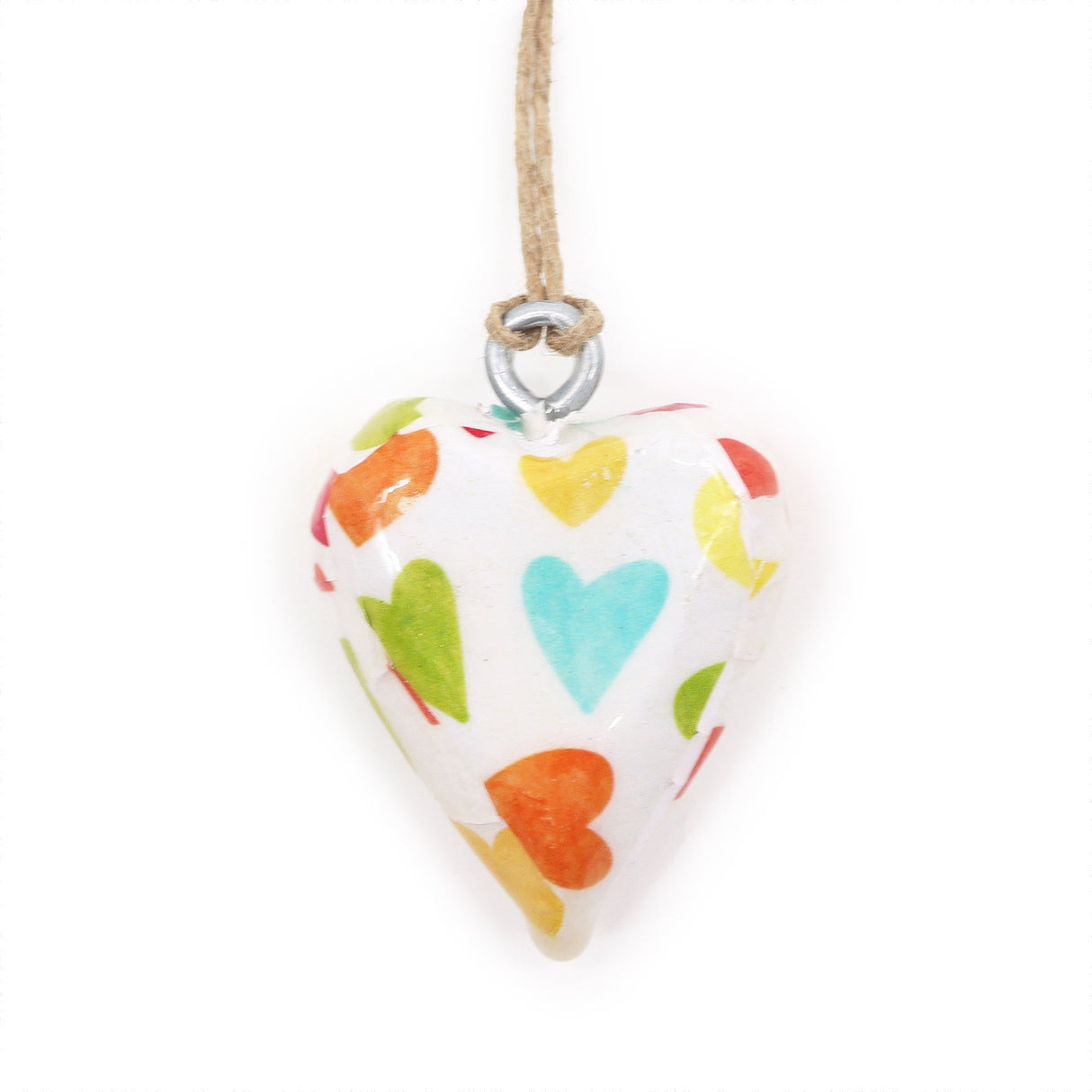 Colorful Pastel Hearts Wooden Hanging Ornament - Heart - Shaped Decor with Multicolor Pattern - SHAMTAM.COM