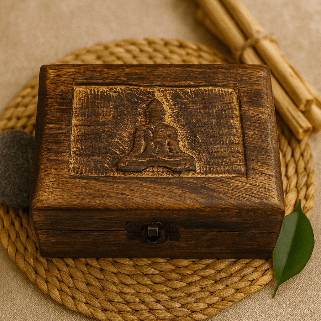 Wooden Keepsake Box Medium Buddha 15x10x6cm - SHAMTAM.COM