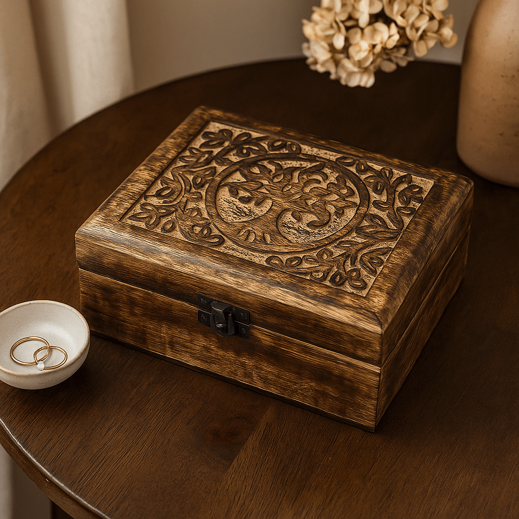 Wooden Keepsake Box Medium Tree Of Life 15x10x6cm - SHAMTAM.COM
