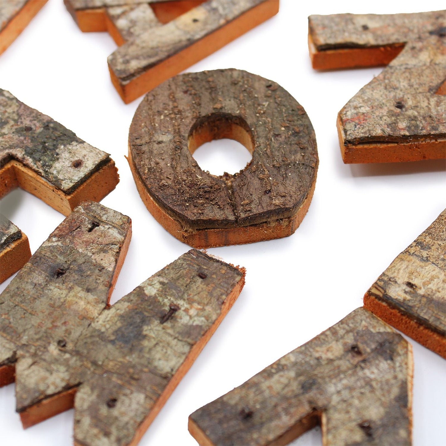 Wooden Letter C Rustic Bark, 7 cm - SHAMTAM.COM