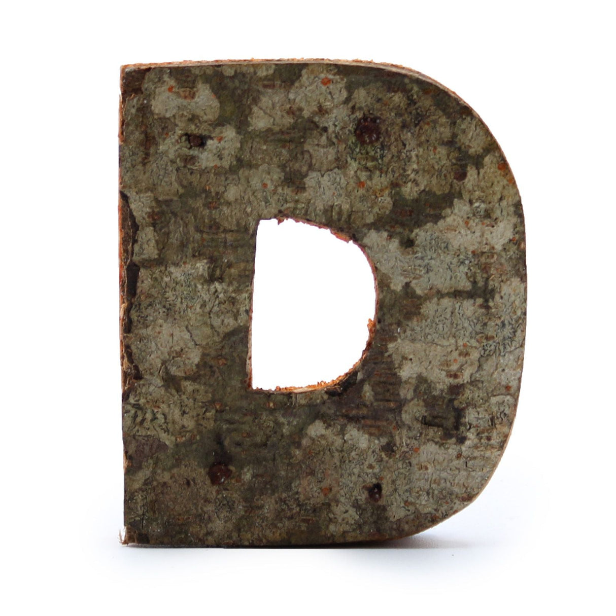 Wooden Letter D Rustic Bark - 7 cm - SHAMTAM.COM