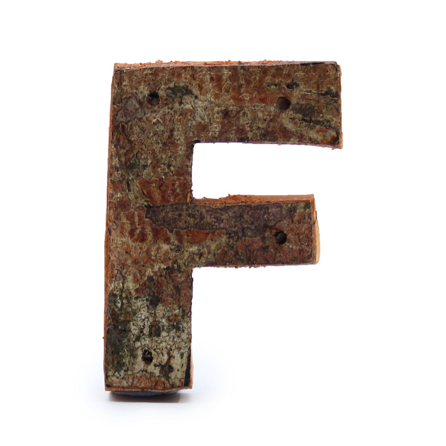 Wooden Letter E Rustic Bark 7 cm - SHAMTAM.COM