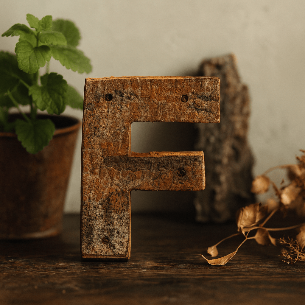 Wooden Letter E Rustic Bark 7 cm - SHAMTAM.COM