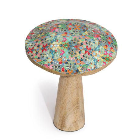 Hand - Painted Wooden Mushroom with Mediterranean Tile Pattern – Unique Home Décor & Gift Idea - SHAMTAM.COM