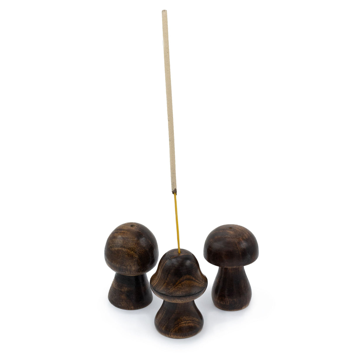 Handcrafted Wooden Mushroom Incense Holders - Set of 3 (8cm, 7cm, 6.5cm) - Decorative & Functional Home Decor - SHAMTAM.COM
