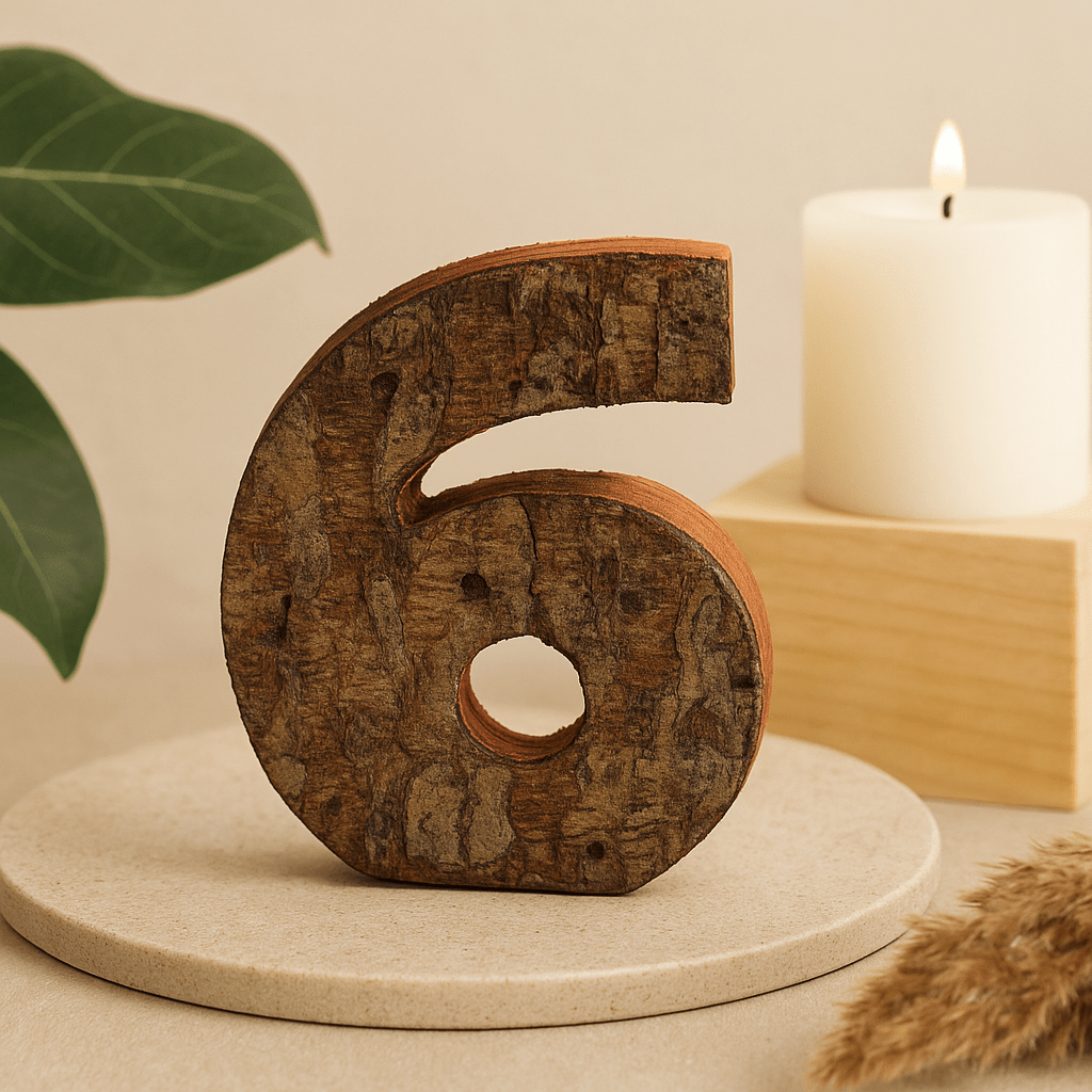 Wooden Number 6, 7 cm - SHAMTAM.COM