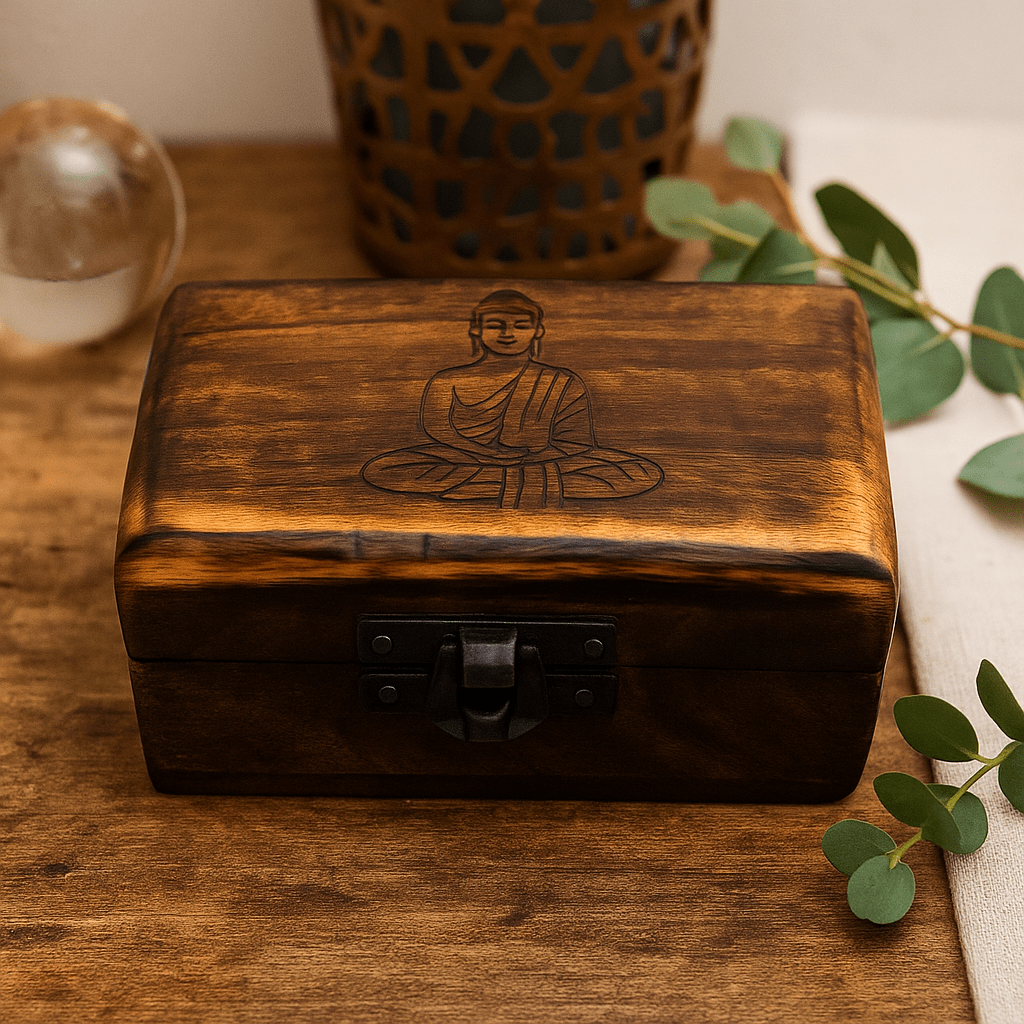 Wooden Pill Box Carved Designs Assorted 9x5x4cm - SHAMTAM.COM