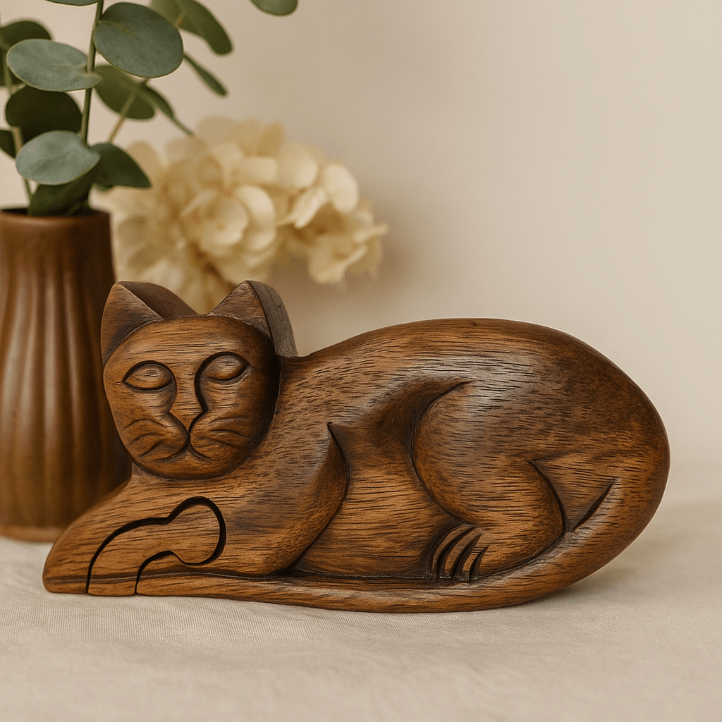 Wooden Puzzle Box With Hidden Compartment, Cat - SHAMTAM.COM