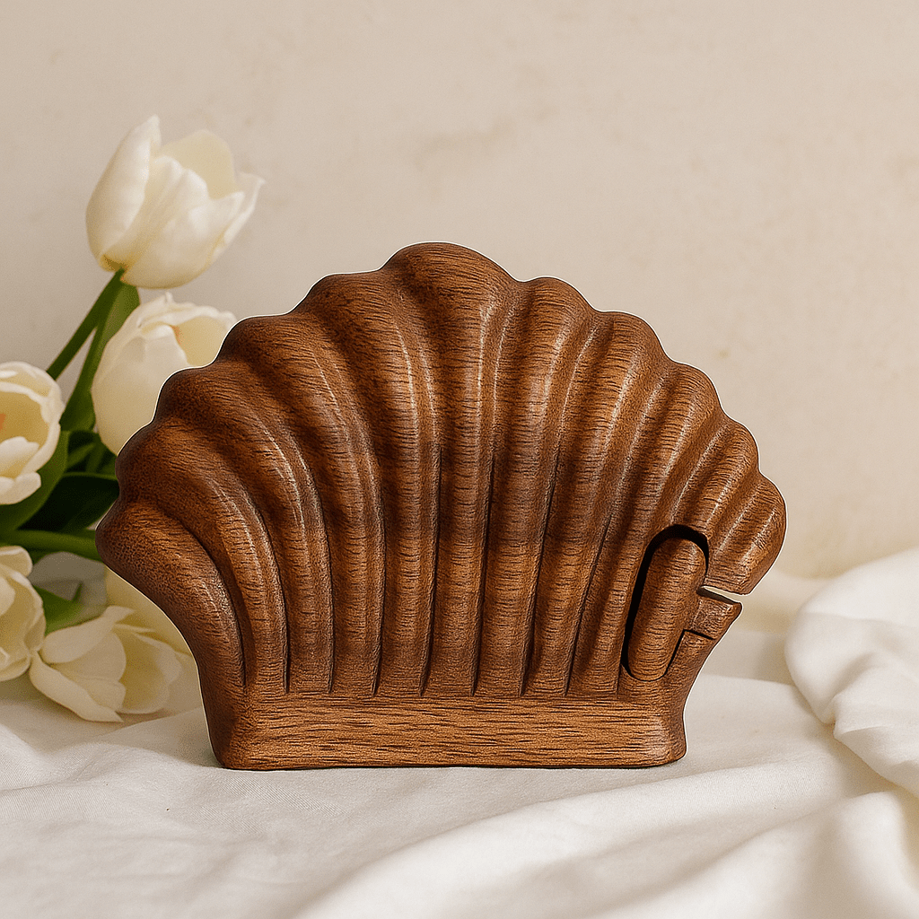 Wooden Secret Compartment Puzzle Box, Sea Shell - SHAMTAM.COM